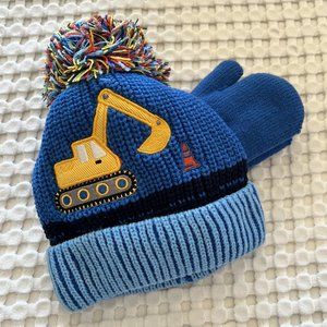 Baby And Toddler Boys Construction Beanie And Mittens 2-Piece Set